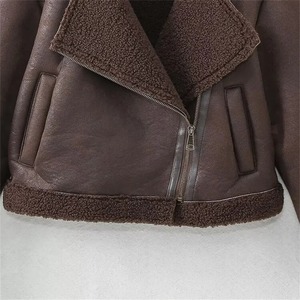 Automne nouvelle mode féminine loisirs polyvalent polaire moto Style fermeture éclair décoration veste courte manteau - Product Image 2