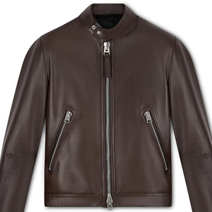 Chaqueta de cuero genuino para motocicleta, chaqueta de motociclista elegante, informal, elegante, de calidad, ajustada, para hombre - Product Image 2