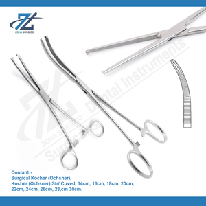 Ochsner 1x2 Acero Inoxidable Curvo 26,0 cm Kocher Hemostático Fórceps Manual Instrumentos Quirúrgicos Fabricado Pakistán Ochsner - Product Image 2