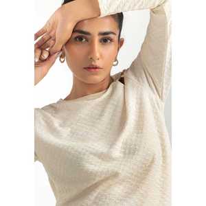 T-shirt court sportif pour femme, style coréen, blanc cassé, taille XL, respirant, tricoté, teint uni, version ajustée 224-216-307 T - Product Image 6