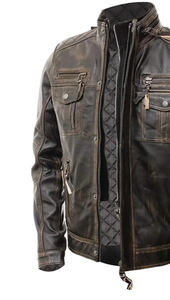 เสื้อแจ็กเก็ตหนังวัวสำหรับผู้ชาย, เสื้อแจ็กเก็ตมอเตอร์ไซค์กันน้ำพร้อมตัวป้องกันจาก CE - Product Image 5