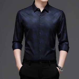 Chemise habillée pour homme, style décontracté et formel, manches longues, col montant, 100% coton popeline 220g, respirante, style streetwear, nouveauté 2025 - Product Image 3