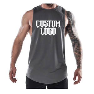 High Quality Solid Color Custom Ribbed Knitted Plus Size Breathable Eco-Friendly Men's Gym Sports Tank Tops Stringer Muscle - Product Image 3
