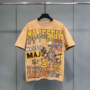 T-shirts en tricot 100% coton surdimensionnés pour hommes, lavage à l'acide, 300 grammes, style streetwear, impression intégrale, vêtements de fabricant - Product Image 2