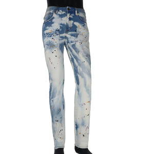 Custom Wholesale High Quality High Street Breathable Winter Streetwear Washed Paint Casual Blue <b>Jeans</b> for Men - Product Image 2