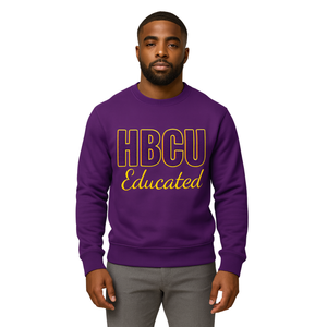 HBCU Que Éduqué Chenille Sweat Violet & Or Brodé Patch Coton Mélange Grec Fraternité Divine Neuf HBCU Vêtements - Product Image 1