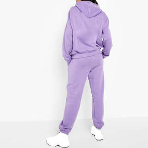 Conjunto de pantalones de chándal y Sudadera con capucha para mujer, chándal de dos piezas con logotipo personalizado y color, ropa de calle, chándal de corte holgado cuadrado - Product Image 2