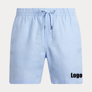 กางเกงขาสั้นผ้าตาข่ายลำลองสำหรับผู้ชายกางเกงวิ่งทำจากผ้าฝ้าย100% แห้งเร็วระบายอากาศได้ดีใช้ในยิมติดป้ายโลโก้ได้ตามต้องการสำหรับใส่ออกกำลังกายในฤดูร้อน - Product Image 1