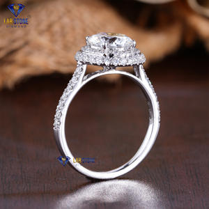 Bague en or blanc avec diamant taillé rond 3.867 TDW par Lab-Stone/Bague en diamant féminine et éblouissante/couleur EF-VS - Product Image 5