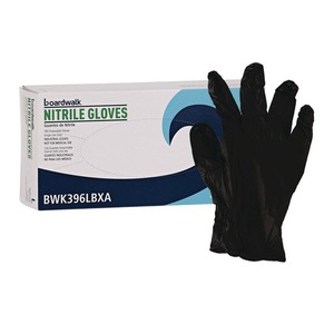 Guantes de Nitrilo Desechables sin Polvo Boardwalk de 4.4 Mil, Tamaño Grande, Negros, para Uso General - 100/Caja - Product Image 1
