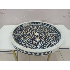 Plateau de service rectangulaire en os incrusté fait à la main à motif floral Art déco Décoration d'intérieur - Product Image 3