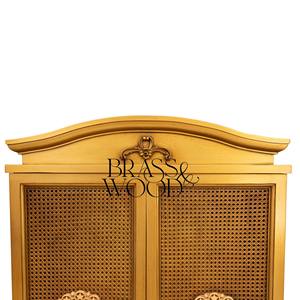 ตู้เสื้อผ้าทองคำสุดหรูหราสไตล์ราชวงศ์ พร้อมประตูสานหวายอย่างประณีต และลายดอกไม้แกะสลักด้วยมือ สำหรับเฟอร์นิเจอร์ห้องนอนในพระราชวัง - Product Image 3