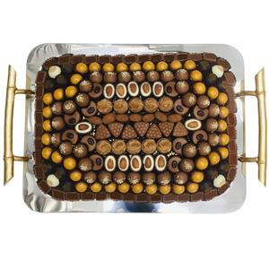 Plateau de service à chocolat en métal argenté de haute qualité Plateau à chocolat rectangulaire moderne parfait pour les mariages et les célébrations festives - Product Image 4
