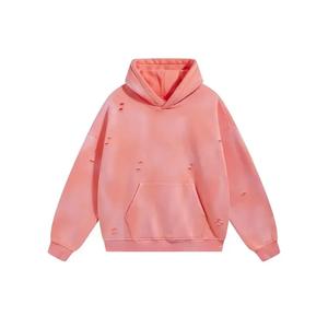 Sudadera personalizada con estampado DTG de peso pesado para hombre, Sudadera con capucha Vintage con apliques desgastados lavados con ácido de gran tamaño para hombre - Product Image 4