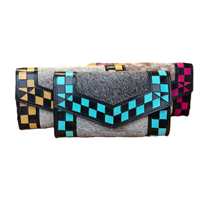 Pochette en cuir véritable pour femme, fabriquée à la main, avec imprimé animal, détail en fourrure vintage, fermeture à bouton-pression, pour le soir, usage quotidien, toutes saisons - Product Image 1