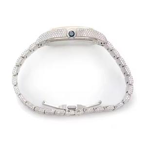 Antique Squelette Moissanite Cadran Analogique En Acier Inoxydable Montre Carrée Haute Qualité Style D'affaires Fenêtre En Verre Hip Hop Luxueux - Product Image 5