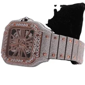 冰出D Moissanite白色矩形表盘顶级珠宝嘻哈个性化奢华定制男士手表