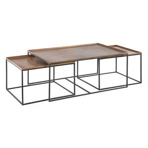 Mesa de centro de calidad superior de lujo superventas, juego de acabado antiguo de latón de 3 piezas, forma rectangular para uso en interiores - Product Image 2