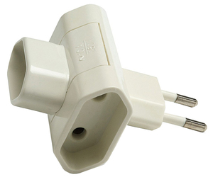 Adattatore tripolare bipolare senza TTL avorio 250V 10A (Famatel 1205) - Product Image 1