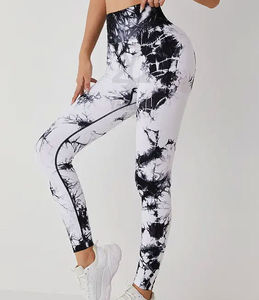 กางเกงรัดรูปเอวสูงสำหรับฟิตเนสกางเกงโยคะมัดย้อม - Product Image 1