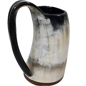 Mug à boire viking en corne de buffle de haute qualité, artisanal en Inde, technique d'agate polie, imperméable, style animal, artisanat naturel - Product Image 2
