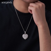 Pendentif Cœur de Luxe Souljewel en Moissanite, Plaqué Rhodium, Argent 925, Sertissage Griffe, Coupe Coussin, Certifié GRA, pour Femme, Fiançailles
