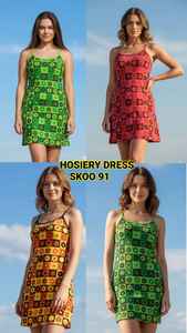 Nouveau Boho Haute Couture Bonneterie Robe Motifs Floraux Multicolore Respirant et Lavable Taille Naturelle Fit - Product Image 2