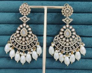 Luxury Premium Quality <b>Earrings</b> For Women Polki <b>Earrings</b> For Party Wear Indian Traditional <b>Dangle</b> <b>Pearl</b> Drop <b>Earrings</b> - Product Image 5