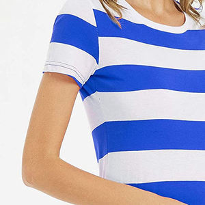 Camisetas de Mujer con Mangas Cortas, Diseño a Rayas, Absorben la Humedad, Ligeras, Deportivas, Casuales para Verano, con Precio al por Mayor - Product Image 6