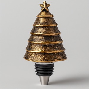 จุกขวดไวน์ทำจากทองแดงสำหรับเทศกาลคริสต์มาสงานช่างฝีมือดีไซน์โลหะทนทานพร้อมประกายอบอุ่นและทำจากไม้เนื้อละเอียด - Product Image 3