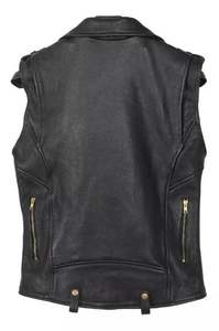 Chaqueta de Motociclista para Hombre, de Cuero Genuino Grueso, Estilo Desgastado, Sin Mangas, Corte Ajustado, con Protectores de Nivel 1/2 CE - Product Image 3