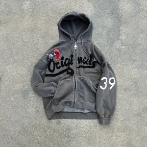 Chaqueta de Invierno Personalizada para Hombre, Talla Grande, Bordado Vintage, Algodón Grueso, Sudadera con Capucha Extra Grande con Cierre - Product Image 6