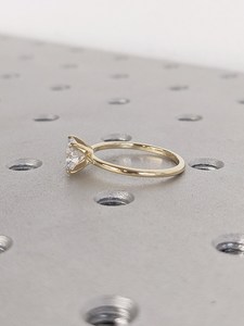 Round Cut Moissanite Engagement Ring Dainty 925 Sterling Silver 14k <b>Gold</b> Plated Comfort Fit Wedding Ring - Product Image 5