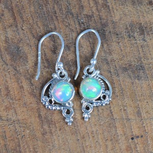 Boucles d'oreilles classiques bijoux pour femmes argent Boho Style bijoux 925 argent Sterling opale pierres précieuses boucles d'oreilles faites à la main cadeau pour femme - Product Image 4