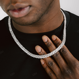 Collier chaîne cubaine unisexe en argent S925 plaqué or 8 mm 22 pouces, style hip-hop glacé, bijoux fins en moissanite pour soirée - Product Image 1