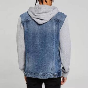 Chaqueta de mezclilla frontal con botones rasgados para hombre de diseño personalizado 2025, ropa de calle de moda de alta calidad con lona OEM - Product Image 3