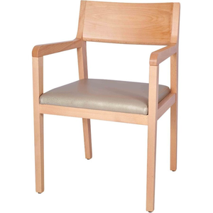 Chaise de salle à manger en bois simple avec siège rembourré - Product Image 2