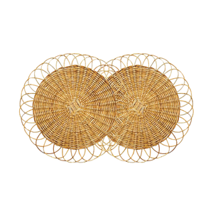 Les sous-verres élégants en rotin tissé avec des motifs et des textures uniques améliorent votre décoration murale de vaisselle - Product Image 1