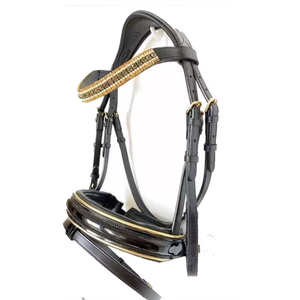 Produits équestres résistants d'équitation Brides en cuir de course de chevaux de couleur noire Produits Offre Spéciale - Product Image 2