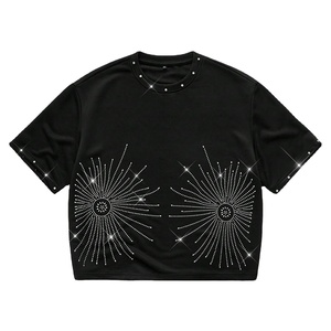 เสื้อยืดโอเวอร์ไซส์ประดับเพชรเทียมสั่งทำพิเศษ ผลิตจากผ้าฝ้าย 100% ทรงหลวม แขนสั้น เนื้อผ้านุ่ม ระบายอากาศได้ดี เหมาะสำหรับทุกเพศ - Product Image 1