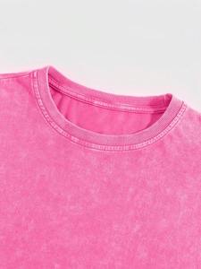 Camisetas rosas lavadas de algodón 100% de gran tamaño con estampado de soplo y logotipo personalizado para hombre, ropa informal transpirable de lavado Vintage Unisex para hombre - Product Image 5