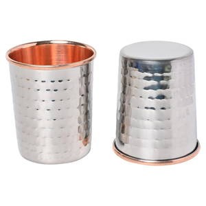 Ambience Lifestyle Modern Design Eco-Friendly 100% Pure Copper Julip <b>Cup</b> Custom <b>Glass</b> Hammered Metal Mug with Lid for Drinks - Product Image 3