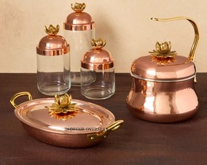 Juego de 3 utensilios de cocina Ruffoni con textura martillada de cobre, cacerola, sartén para salsa y sartén, juegos de utensilios de cocina de la India al precio más bajo - Product Image 3