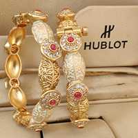 Paire de bracelets à vis plaqués or de qualité supérieure (2) Combo de bracelets traditionnels indiens pour femmes idéal pour les mariages et les fêtes