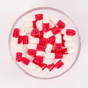 Vente en gros Capsule de gélatine dure vide en vrac Fabricant Taille 00 0 1 Coques de capsule d'amidon vide rouge blanc avec logo imprimé