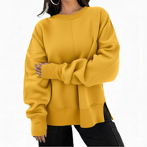 Sudadera de gama alta OEM ODM para mujer con logotipo personalizado, con hombros caídos, material de algodón 100%, ropa transpirable para Otoño e Invierno - Product Image 1