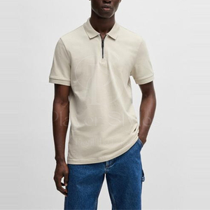 เสื้อโปโลผ้าฝ้ายแบบแห้งพอดีตัวพิมพ์ลายโลโก้สีทึบปกใบมีดแบบคลาสสิกย้อมสีล้วนแบบถัก - Product Image 3