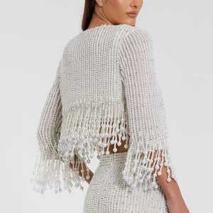 Luxury Exquisite Evening Dress Long Sleeve party Style Elegant High Neck <b>Beaded</b> Cape Lace Decorated Wedding Formal Party <b>set</b> - Product Image 6