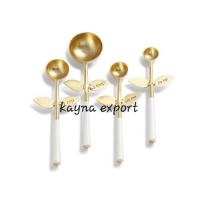 Luxury <b>Gold</b> Metal Leaf Handle Measuring <b>Spoon</b> Kitchen and Restaurant Use Measuring <b>Spoon</b> Set of 4 - Product Image 3