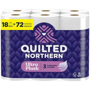 Quilted Northern Ultra Plush <b>Toilet</b> <b>Paper</b>, 18 Mega Rolls = 72 Regular Rolls, 3X Thicker*, <b>3</b> <b>Ply</b> Soft <b>Toilet</b> Tissue - Product Image 6